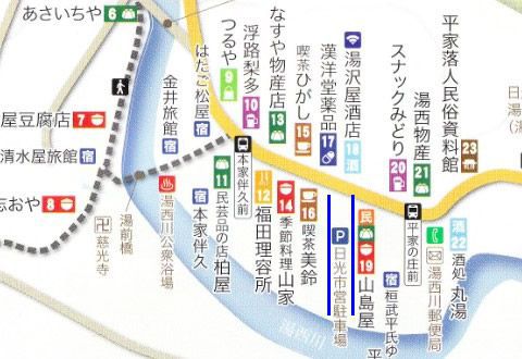 湯西川温泉街の地図