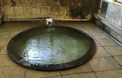 横落ちの湯の丸い浴槽